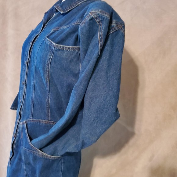 1980's Vintage Denim Button up short dress - Picture 3 of 3